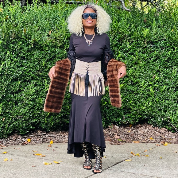 Designer Custom sable color mink fur Stole Shawl Wrap OS 7.7x 7.5